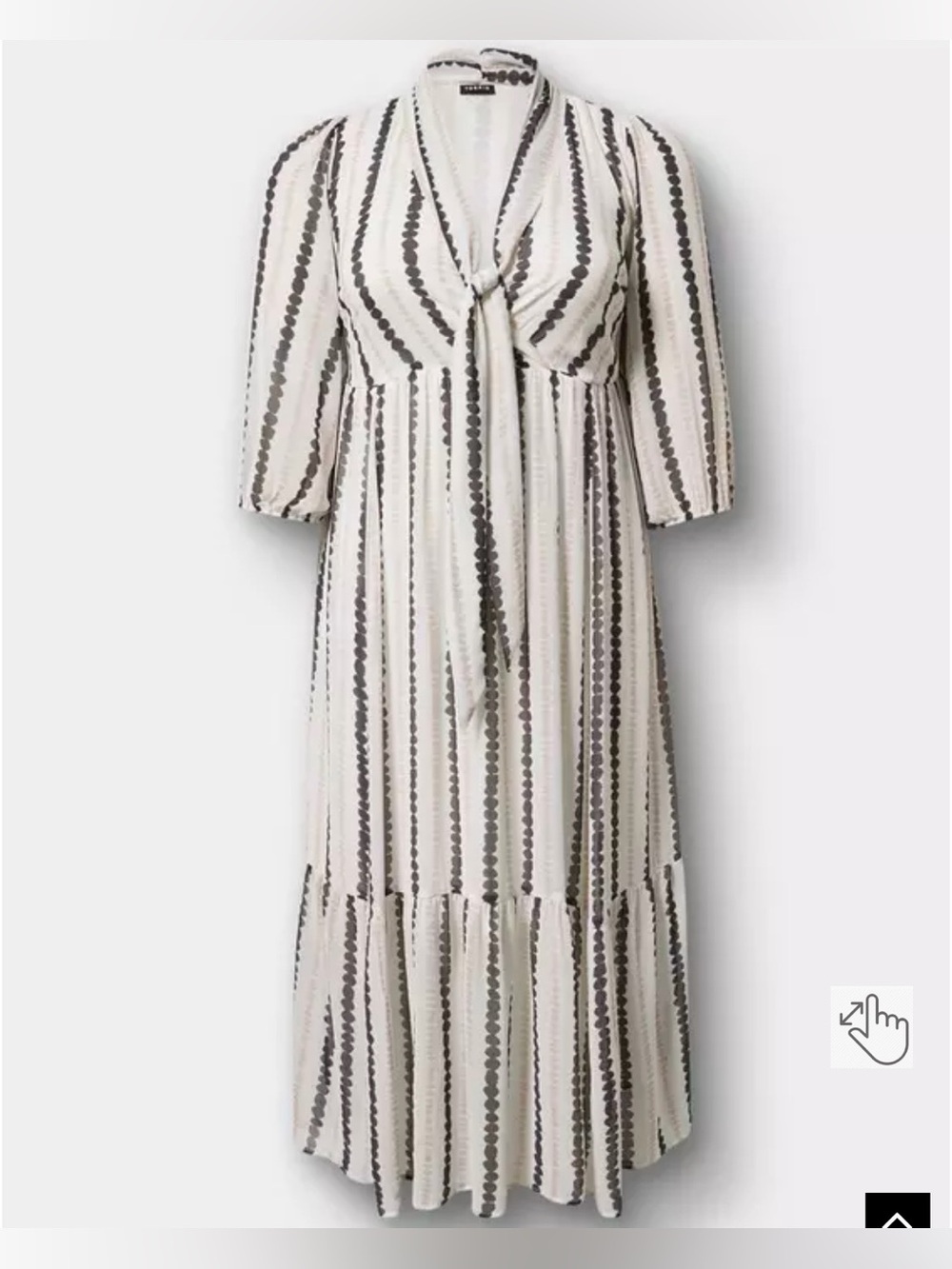 torrid Ivory Maxi Dress with Gray Stripe Dot Pattern